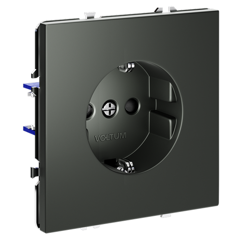 Розетка c З/К и шторками, Титан, Voltum S70 VLS040206