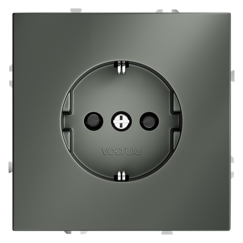 Розетка c З/К и шторками, Титан, Voltum S70 VLS040206