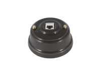 Розетка комп. RJ45 cat.6, керамика, серый grigio, золотистая фурнитура, Leanza РК6СЗ