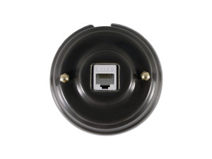 Розетка комп. RJ45 cat.6, керамика, Серый Grigio, золотистая фурнитура, Leanza РК6СЗ