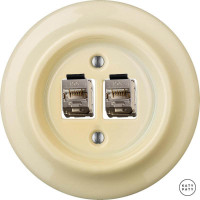 Розетка комп. фарфоровая RJ45 cat.6е, ваниль глянцевая, Katy Paty PNFLGsCat6a 