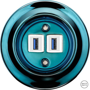 Розетка USB для зарядки, синий металлик, Katy Paty PEAZGsUSBw 