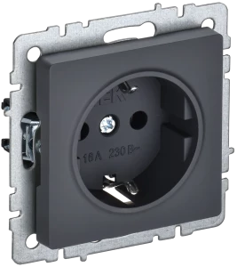 Розетка c З/К без шторок, Графит, Brite IEK BR-R11-16-K53