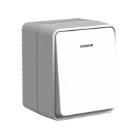 Выключатель 1 кл. с подсветкой, влагозащищенный IP54, Серый, AtlasDesign Profi54 SE ATN543013