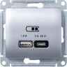 Розетка USB для быстрой зарядки, тип A+C 45ВТ, Алюминий, AtlasDesign SE GSL000329