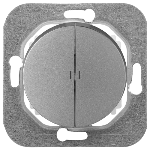 Выключатель кнопочный 2 кл. с подсветкой, Серебро, серия Прованс, Bylectrica С510-3308