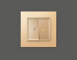 Выключатель 2 кл. с/подсв. (3200K), Шампань, ALFA Quant Ambrella Volt MA604010