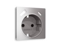 Лицевая панель розетки с З/К и USB зарядкой А+C с шторками, Сталь матовый, ALFA Quant Ambrella Volt AP5100