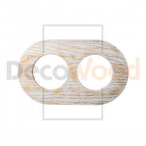 Рамка 2 местная деревянная под электрику ONEKEY, Белый с золотой патиной, DecoWood ROC*2-WG