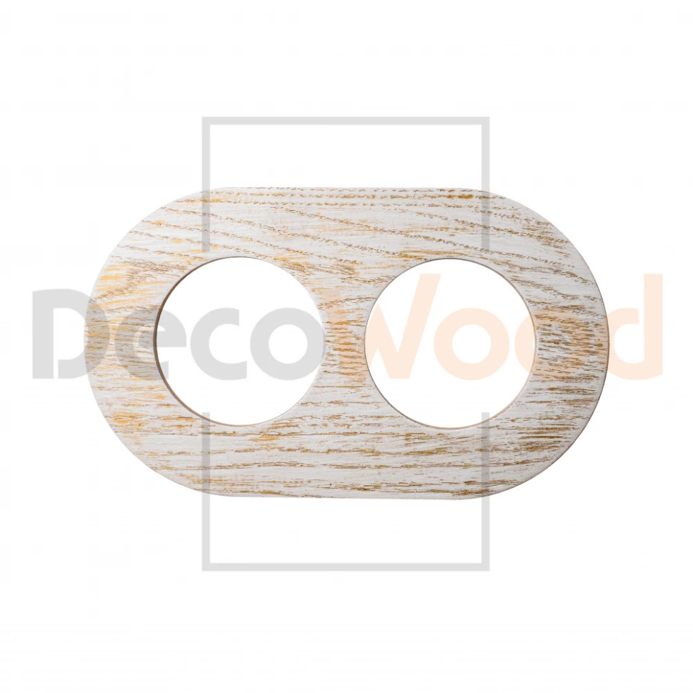 Рамка 2 местная деревянная под электрику ONEKEY, Белый с золотой патиной, DecoWood ROC*2-WG Рамка 2 местная деревянная под электрику ONEKEY, Белый с золотой патиной, DecoWood ROC*2-WG