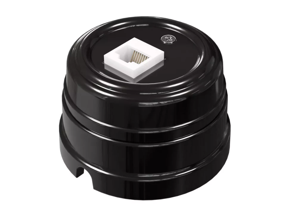 Розетка фарфоровая компьютерная RJ45, Черный, ТМ МезонинЪ GE70341-05 Розетка фарфоровая компьютерная RJ45, Черный, ТМ МезонинЪ GE70341-05