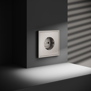 Розетка c З/К и шторками, Кашемир, Voltum S70 VLS040203