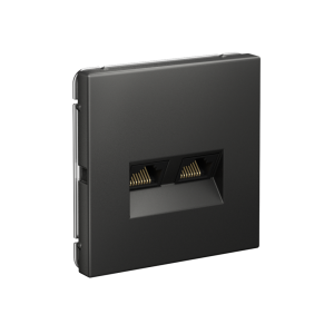Розетка компьютерная 2-ая RJ45 Cat. 5e, Базальт, ArtGallery SE GAL001485