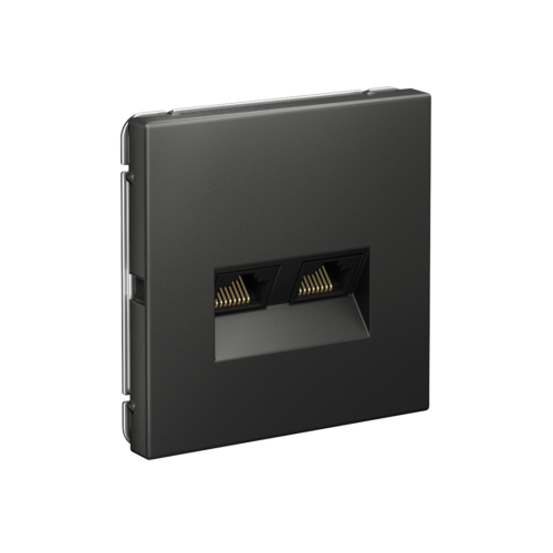 Розетка компьютерная 2-ая RJ45 Cat. 5e, Базальт, ArtGallery SE GAL001485