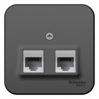 Розетка О/У двойная комп. RJ45 кат.5E + телеф. RJ11, Антрацит, Blanca SE BLNIA045116