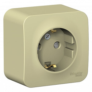 Розетка 1 местная с З/К со шторками 16А 250В, Бежевый, Blanca SE BLNRA011117