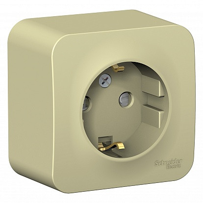 Розетка 1 местная с З/К со шторками 16А 250В, Бежевый, Blanca SE BLNRA011117