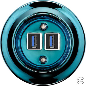 Розетка USB для зарядки, синий металлик, Katy Paty PEAZGsUSBb 