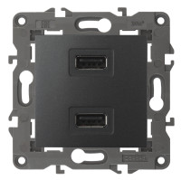 Розетка USB для зарядки, Антрацит, Эра Elegance 14-4110-05