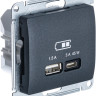 Розетка USB для быстрой зарядки, тип A+C 45ВТ, Антрацит, AtlasDesign SE GSL000729