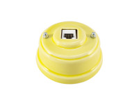 Розетка комп. RJ45 cat.6, керамика, желтый giallo, серебристая фурнитура, Leanza РК6ЖС