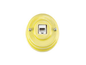 Розетка комп. RJ45 cat.6, керамика, Желтый Giallo, серебристая фурнитура, Leanza РК6ЖС