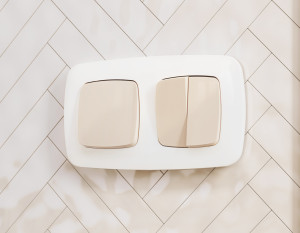 Лицевая панель выключателя 2 кл., Бежевый глянец, OMEGA Quant Ambrella Volt OP3030