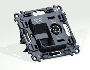 Механизм розетки комп.+тв. RJ45+TV Cat. 6, Quant Ambrella Volt VM195