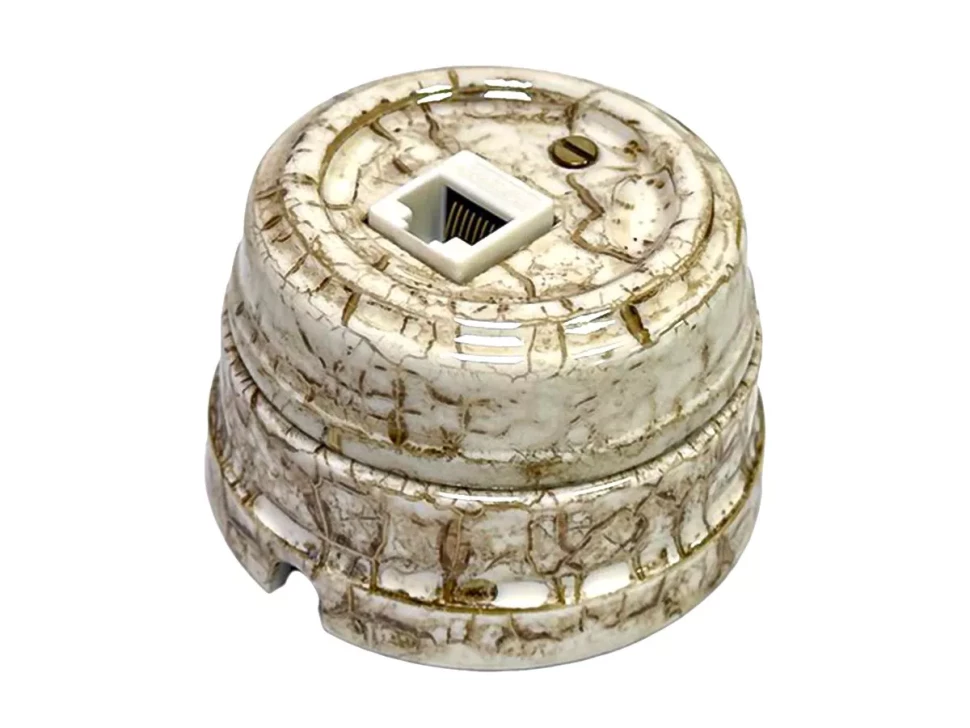 Розетка фарфоровая компьютерная RJ45, Дворцовый мрамор, ТМ МезонинЪ GE70341-19 Розетка фарфоровая компьютерная RJ45, Дворцовый мрамор, ТМ МезонинЪ GE70341-19
