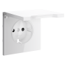 Лицевая панель для розетки с З/К, шторками и крышкой, Белый глянцевый, S70 Voltum VLS000801