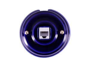 Розетка комп. RJ45 cat.6, керамика, Лазурный Аzzurra, золотистая фурнитура, Leanza РК6ЛЗ