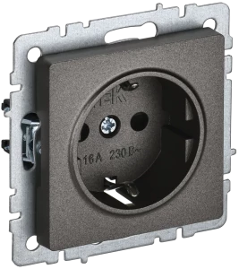 Розетка c З/К без шторок, Темная бронза, Brite IEK BR-R11-16-K45