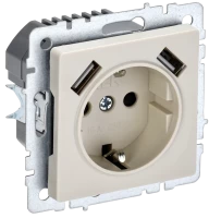 Розетка с З/К и USB зарядкой, тип А+А 3,1А, Бежевый, Brite IEK BR-R14-16-U21-D31-K10