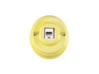 Розетка комп. RJ45 cat.6, керамика, желтый giallo, золотистая фурнитура, Leanza РК6ЖЗ