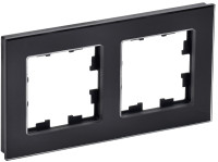Рамка 2 местная, стекло, Черный, Brite IEK BR-M22-G-K02