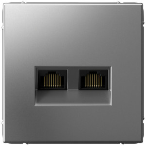Розетка компьютерная 2-я RJ45 Cat. 5e, Сталь, ArtGallery SE GAL000988