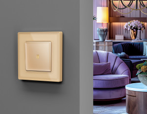 Рамка 4 местная стекло органическое, Шампань, ALFA Arctic Ambrella Volt AF580604