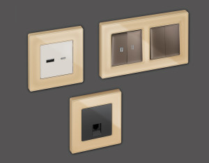 Рамка 4 местная стекло органическое, Шампань, ALFA Arctic Ambrella Volt AF580604