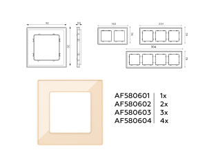Рамка 4 местная стекло органическое, Шампань, ALFA Arctic Ambrella Volt AF580604