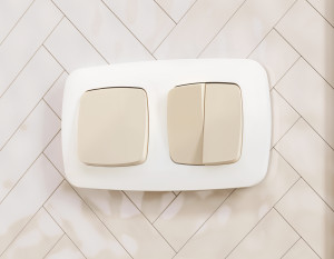 Лицевая панель выключателя 2 кл., Бежевый матовый, OMEGA Quant Ambrella Volt OP3230