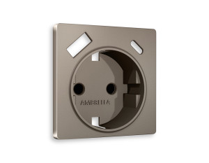 Лицевая панель розетки с З/К и USB зарядкой А+C с шторками, Темная бронза матовый, ALFA Quant Ambrella Volt AP6400