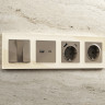 Лицевая панель розетки с З/К и USB зарядкой А+C с шторками, Темная бронза матовый, ALFA Quant Ambrella Volt AP6400