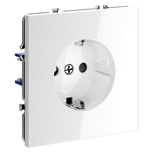 Розетка с З/К и шторками, Белый матовый, VOLTUM S70 VLS040202