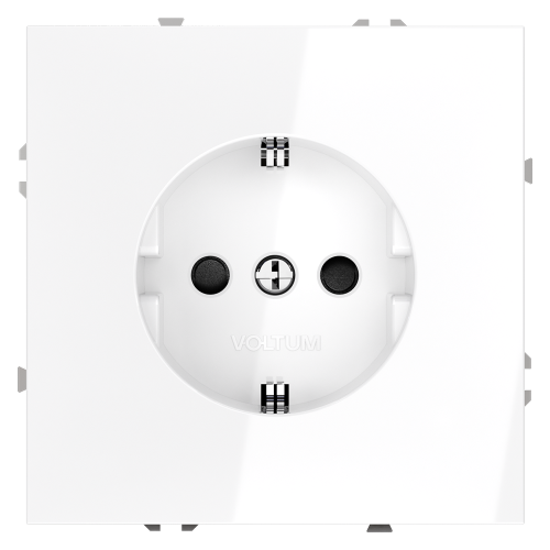 Розетка с З/К и шторками, Белый матовый, VOLTUM S70 VLS040202