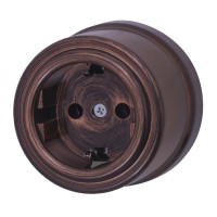 Ретро розетка пластик с 3/К медный век Bironi B1-101-16
