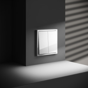 Кнопка без фиксации 2-кл., Белый глянцевый, S70 Voltum VLS020601