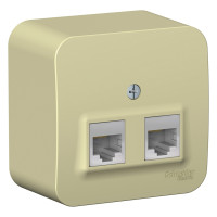 Розетка О/У двойная комп. RJ45 кат.5E + телеф. RJ11, Бежевый, Blanca SE BLNIA045117