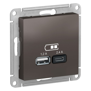 Розетка USB для зарядки A+C, мокко, AtlasDesign  Schneider Electric ATN000639