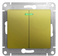 Выключатель 2 кл. с подсветкой, Фисташковый, Glossa SE GSL001053