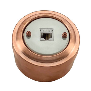 Розетка компьютерная RJ45 Cat.5E из металла, медь/белый Vintage М1-27-23